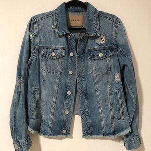 Blank NYC Light Blue Distressed Denim Jacket